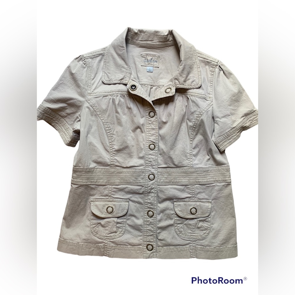 Caslon short sleeve snap down blouse, Large